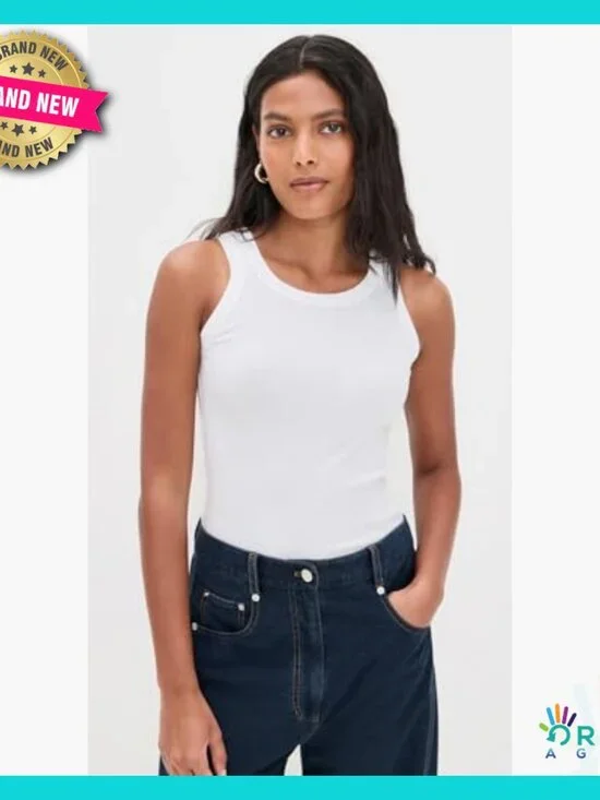 Ribbed Tank Top Cropped Fit Lightweight Jersey Chic Minimal Casual Formal - Picture 2 of 6